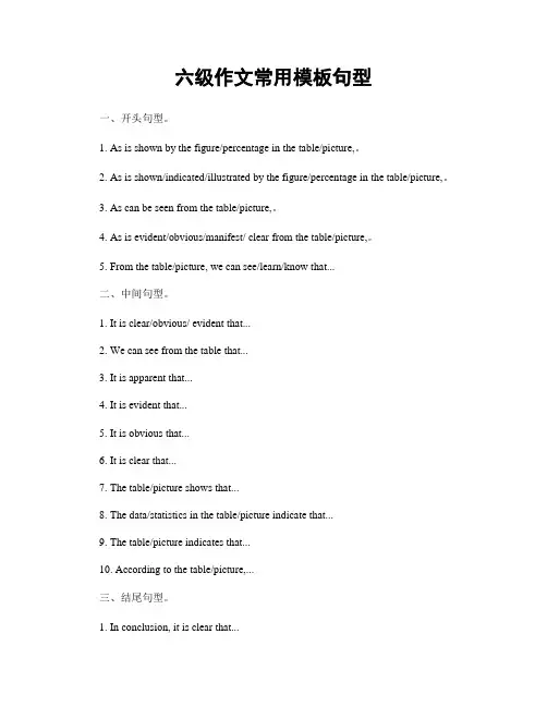 六级作文常用模板句型