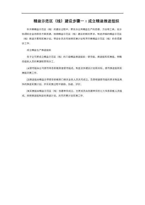 精益示范区(线)建设步骤一：成立精益推进组织