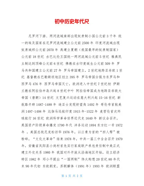 初中历史年代尺