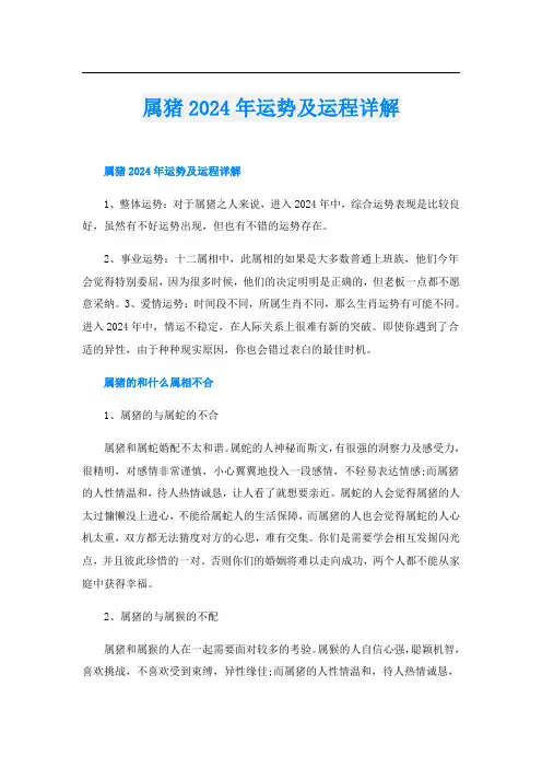 属猪2024年运势及运程详解