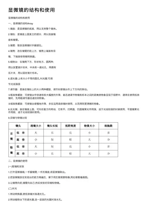 显微镜的结构和使用