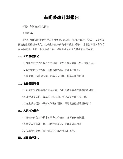 车间整改计划报告