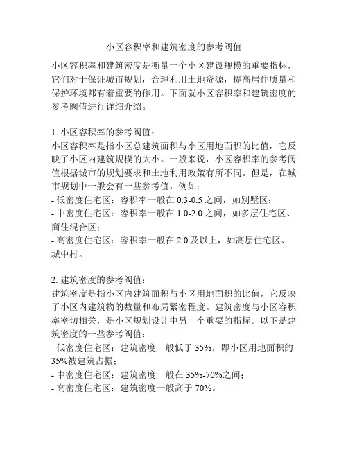 小区容积率和建筑密度的参考阀值