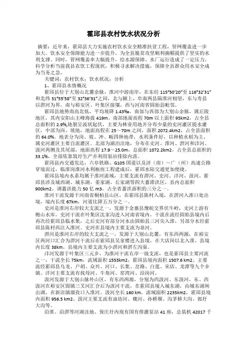 霍邱县农村饮水状况分析