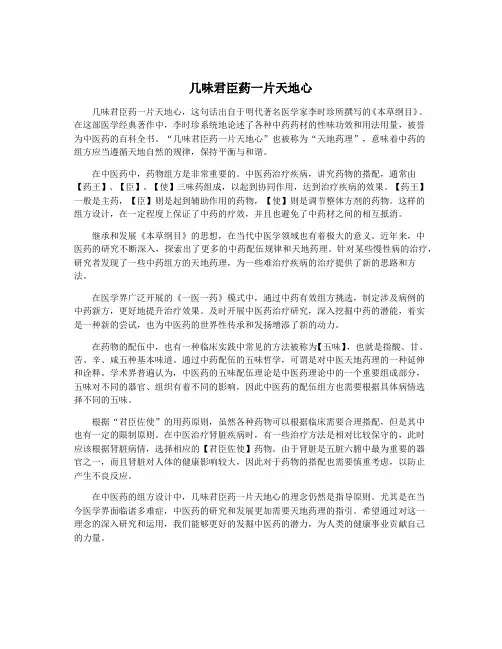 几味君臣药一片天地心