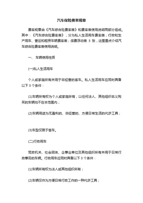 汽车保险费率规章