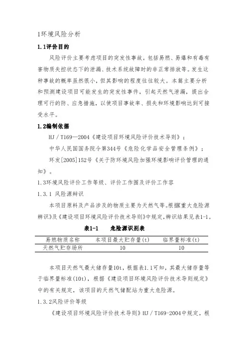 天然气项目环境风险分析模板