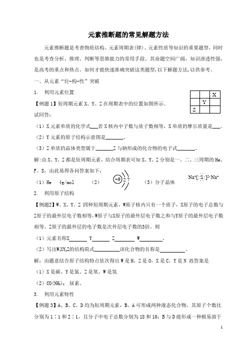 元素推断题的常见解题方法