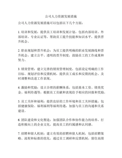 公司人力资源发展措施