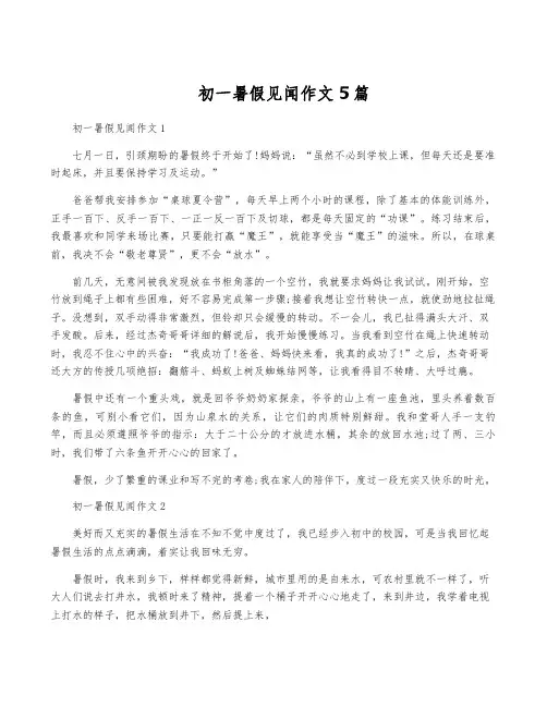 初一暑假见闻作文5篇