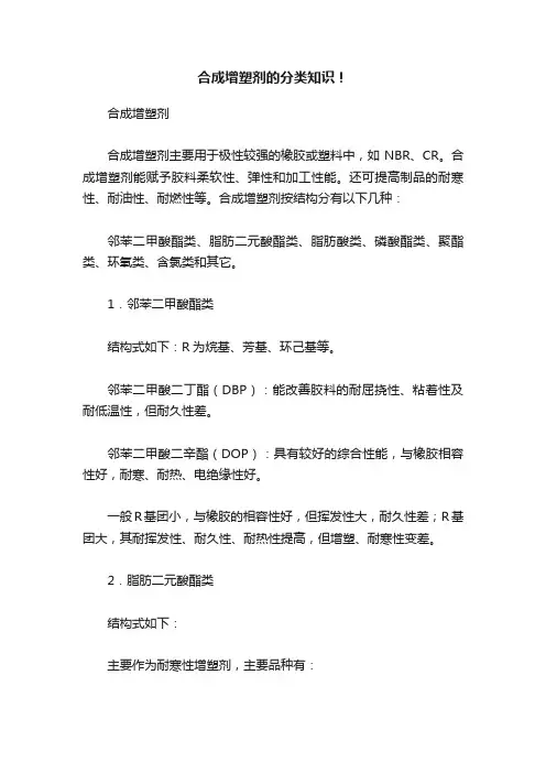合成增塑剂的分类知识！