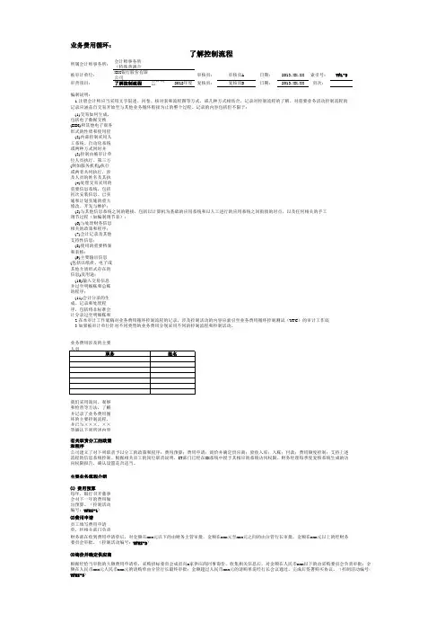 银行财务审计工作底稿之业务费用循环