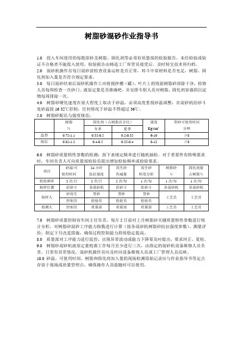 树脂砂混砂作业指导书