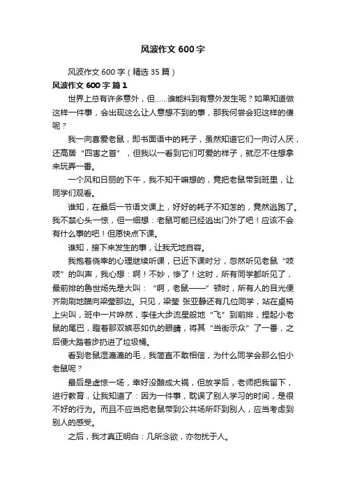 风波作文600字（精选35篇）