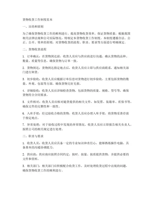 货物收货工作制度范本