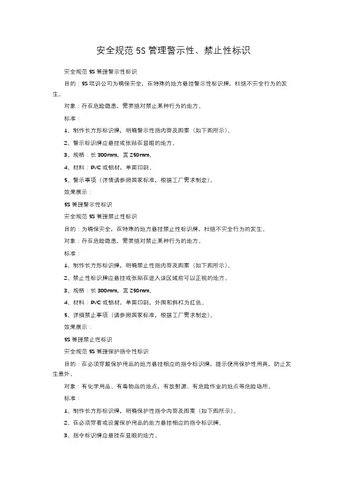 安全规范5S管理警示性、禁止性标识