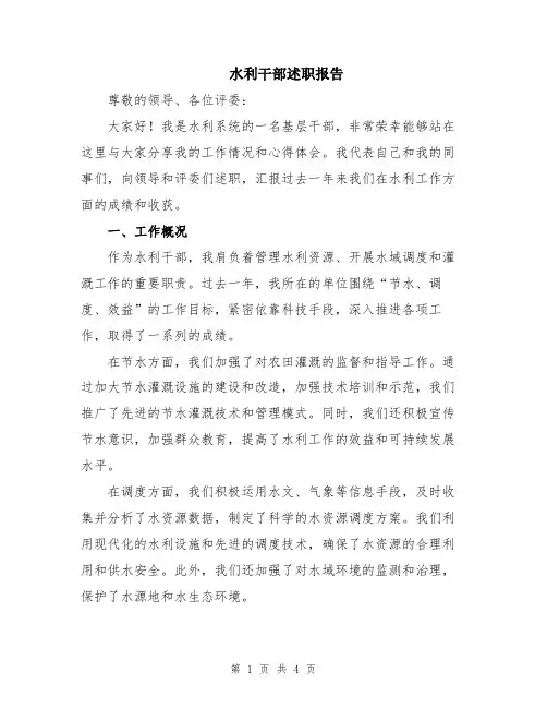 水利干部述职报告