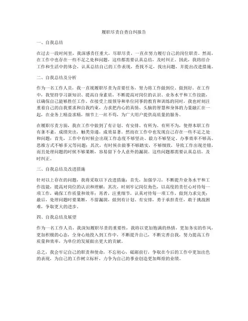 履职尽责自查自纠报告