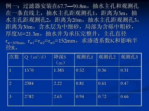 地下水动力学课堂习题