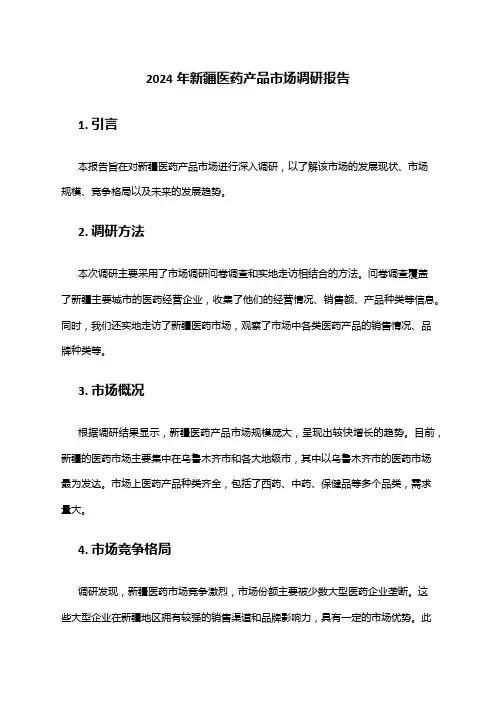 2024年新疆医药产品市场调研报告