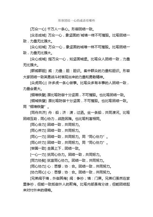 形容团结一心的成语有哪些