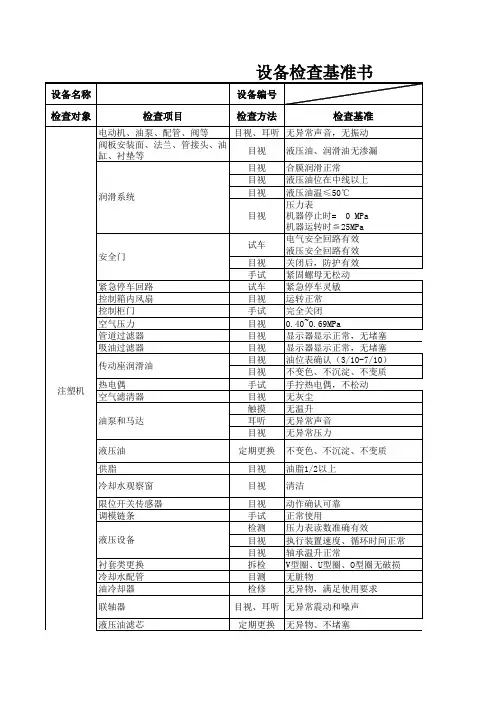 注塑机检查基准书