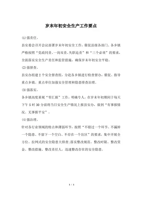 岁末年初安全生产工作要点