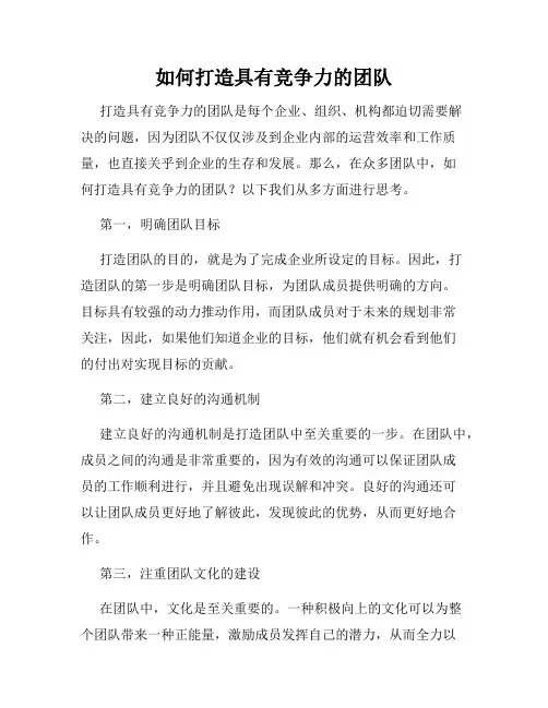 如何打造具有竞争力的团队