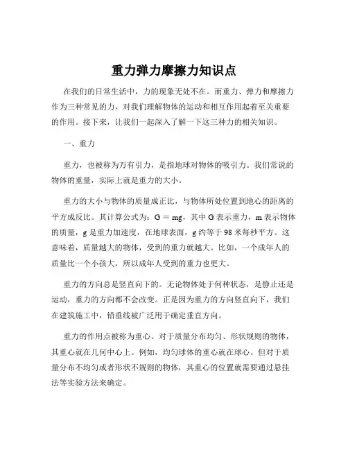 重力弹力摩擦力知识点