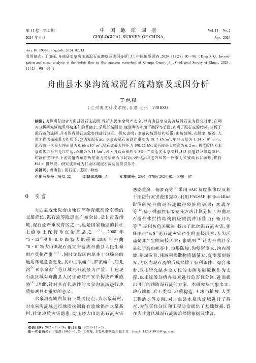 舟曲县水泉沟流域泥石流勘察及成因分析