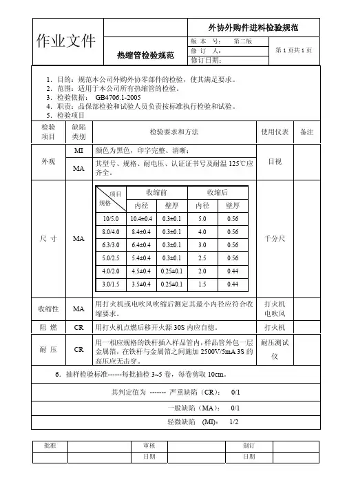 热缩管来料检验规范