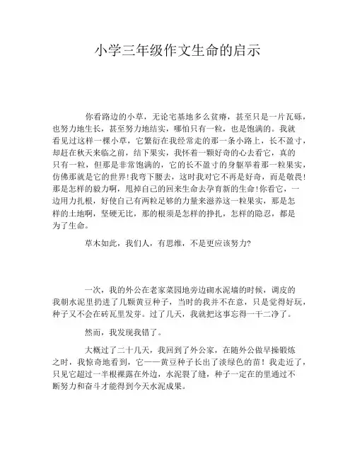 小学三年级作文生命的启示
