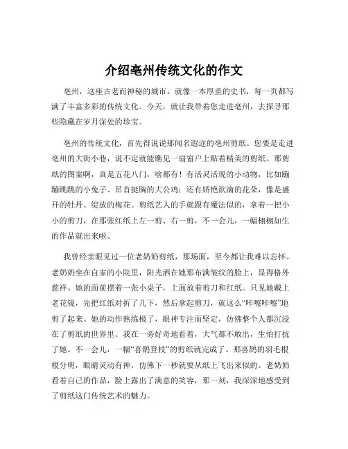 介绍亳州传统文化的作文