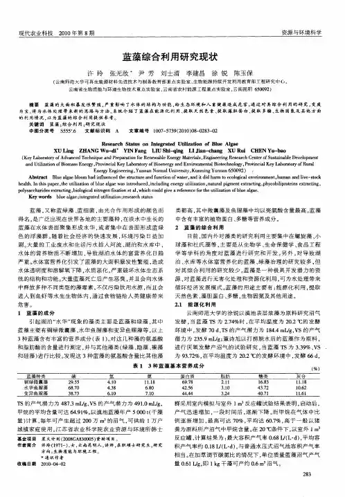 蓝藻综合利用研究现状