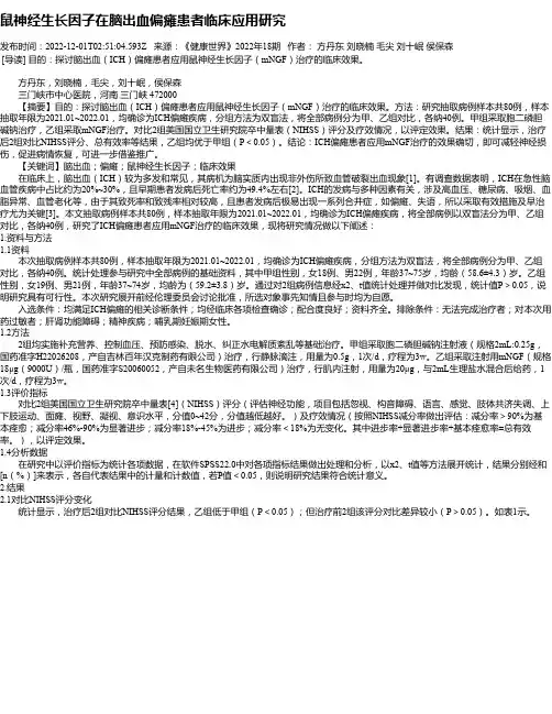 鼠神经生长因子在脑出血偏瘫患者临床应用研究