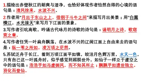 《赤壁赋》理解性名句默写