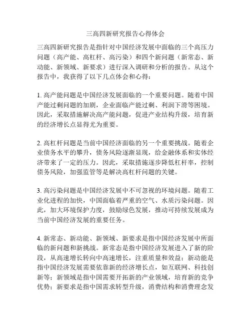 三高四新研究报告心得体会