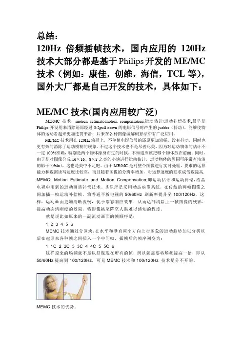 120Hz倍频插帧技术汇总