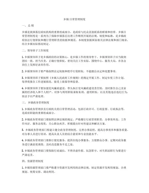 乡镇 日常管理制度