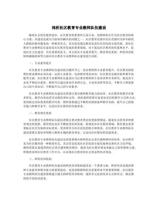 浅析社区教育专业教师队伍建设
