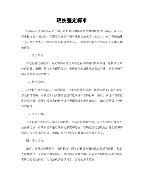 轻伤鉴定标准