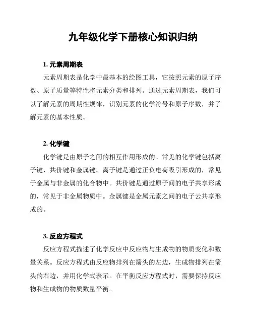 九年级化学下册核心知识归纳
