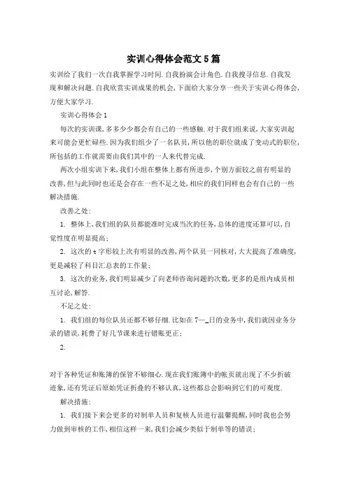 实训心得体会范文5篇