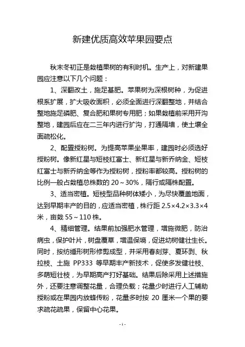 新建优质高效苹果园要点