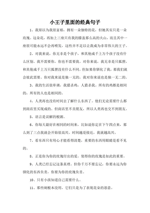小王子里面的经典句子