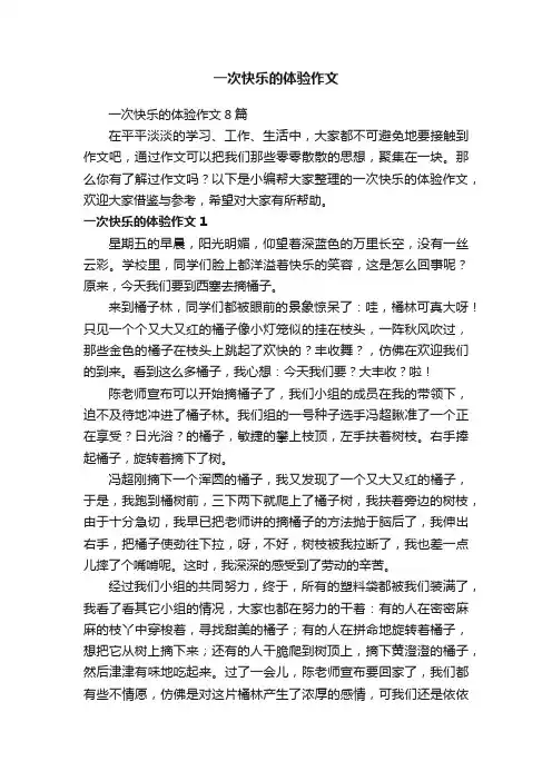 一次快乐的体验作文8篇