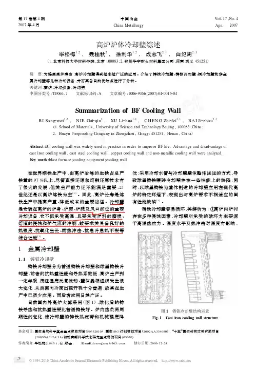 高炉炉体冷却壁综述
