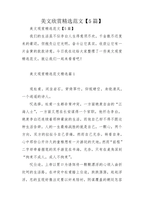 美文欣赏精选范文【5篇】