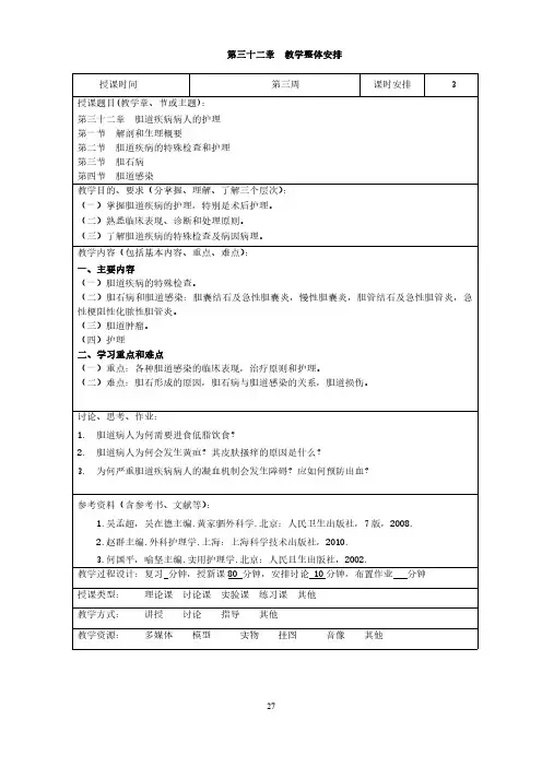 《外科护理学》教案32胆道疾病病人的护理