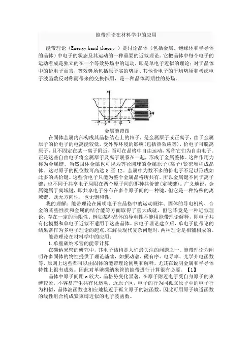 能带理论在材料学中的应用
